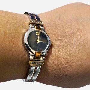 Seiko Gold and Silver Watch with Black Dial